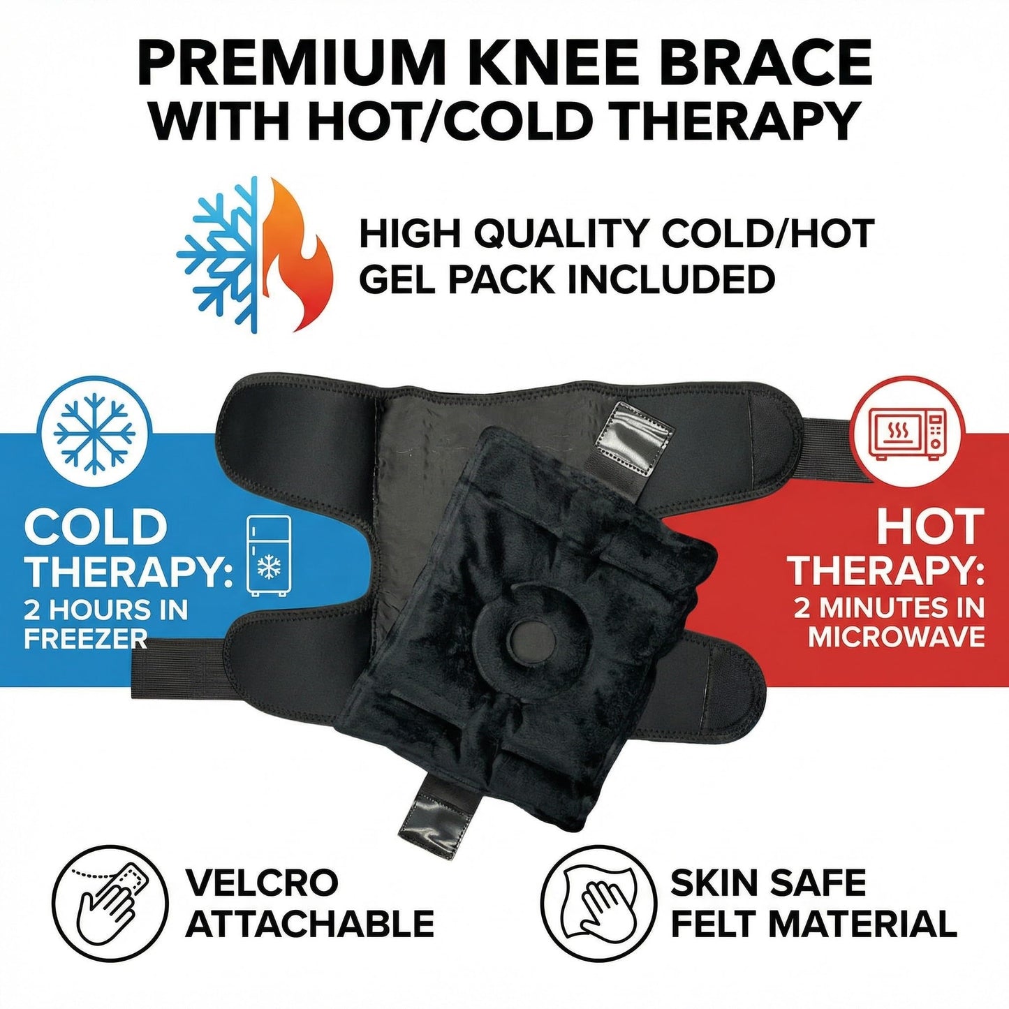 Physiohab KneeFlex Active Hinged Knee Brace, Adjustable Straps, Lightweight Hinge System, Open Back Knee Brace - (Standard)