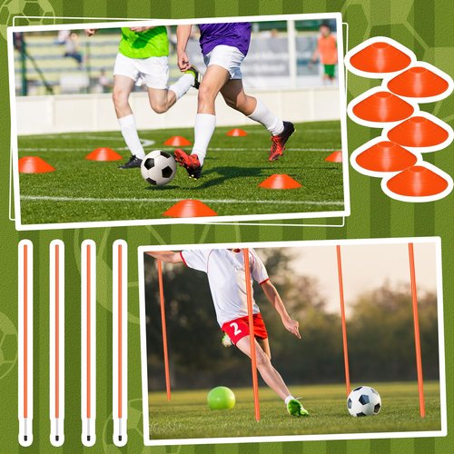 JellyArch Agility Training Equipment Soccer Speed Training Includes 4 Adjustable Soccer Agility Poles 4 Agility Hurdles 6 Soccer Cones for Youth Adults Athletes Football Soccer Training(Orange)