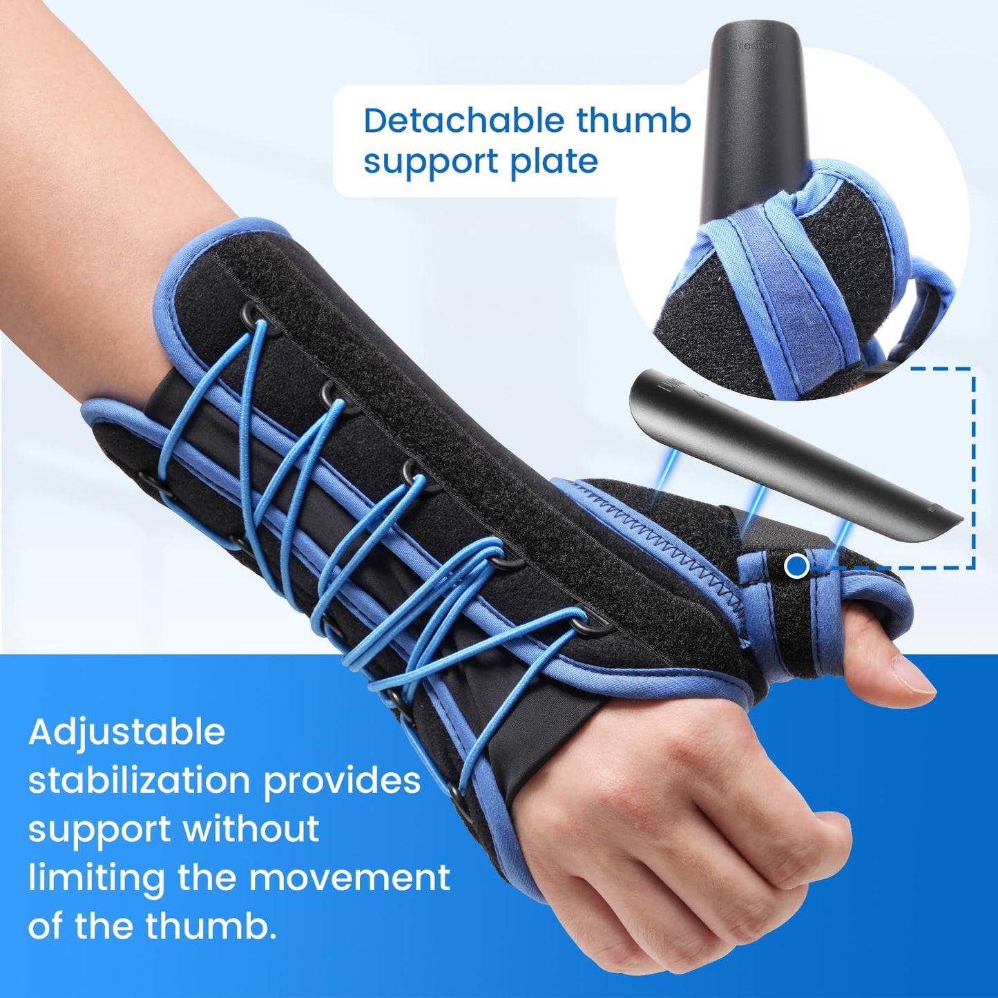 Velpeau Carpal Tunnel Wrist Brace with Thumb Stabilizer Night Support, Stabilizes Wrist Thumb Joint, Pain Relief for Tendonitis, De Quervain's Tenosynovitis, Arthritis (Drawstring, Right Hand, L)