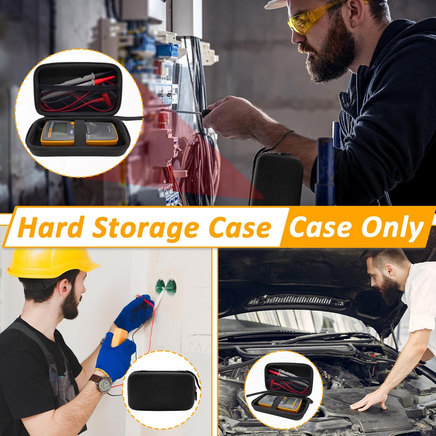 ICIMBI Case for Fluke 101/106/107 Handheld Digital Multimeter, EVA Drop-Resistant Meter Case(Case Only), Black