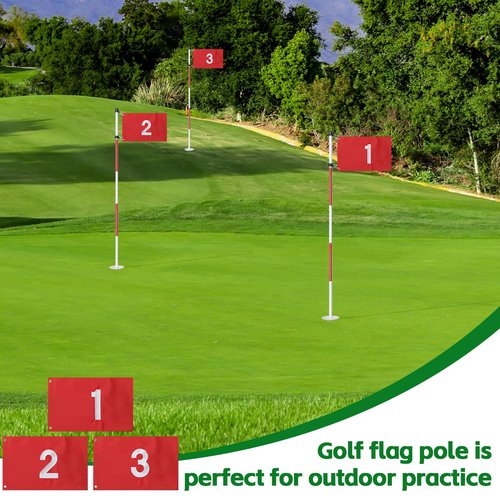 Golf Flagstick for Yard, Golf Flag for Putting Green, Portable 5-Section Design Golf Pin Flag for Backyard Practice