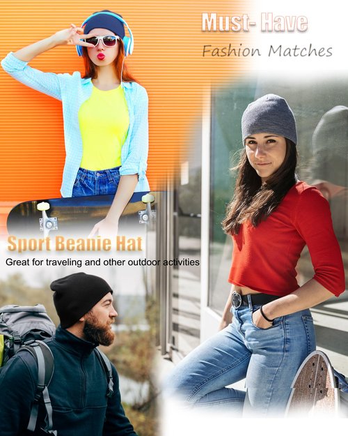 choshion 100% Cotton Beanie Hat for Men Women, Cuffless Soft Knit Warm Winter Hats Fisherman Beanies Skull Cap Unisex, Black