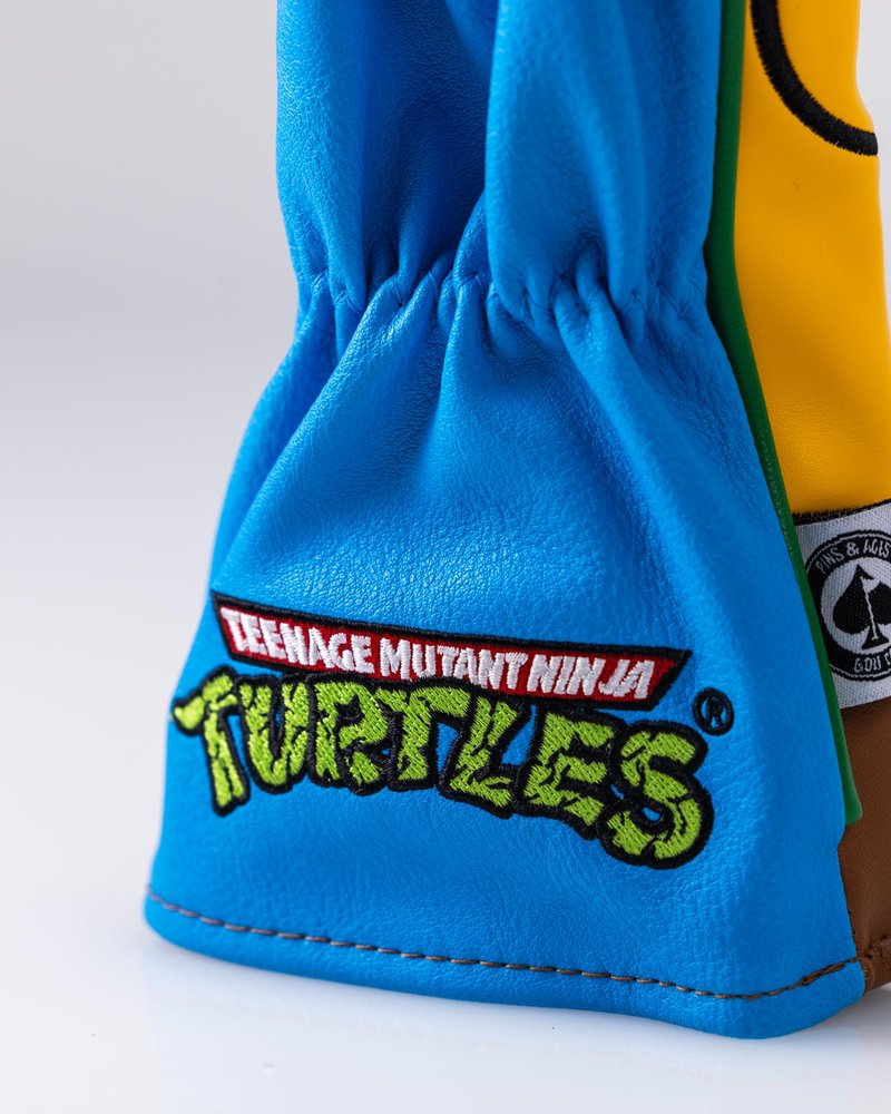 Pins & Aces TMNT Utility Head Cover - Premium, Hand-Made Leather Headcover - Teenage Mutant Ninja Turtle Head, Tour Quality Golf Club Cover - Style and Customize You Golf Bag (Leonardo)