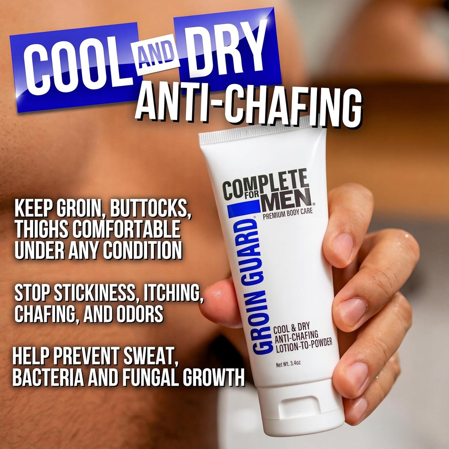 Regine Switzerland Groin Guard Anti-Chafing Cream - Talc-Free, Natural Odor Control for Men, Non-Greasy Formula