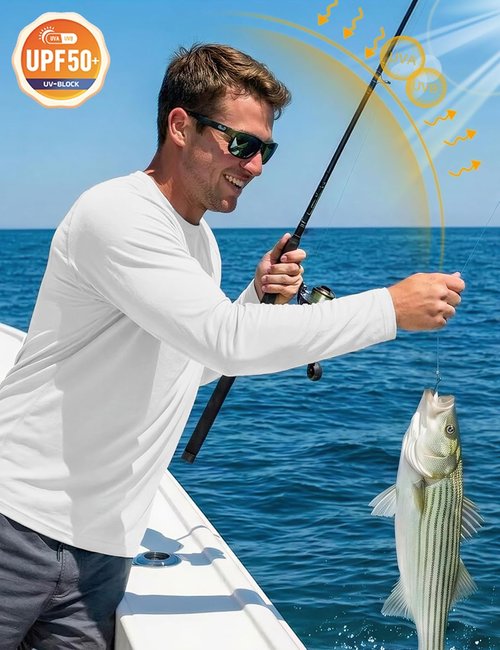 MAGCOMSEN Men's Sun Protection Shirt - UPF 50+ Long Sleeve Dry Fit for Athletic Fishing & Running