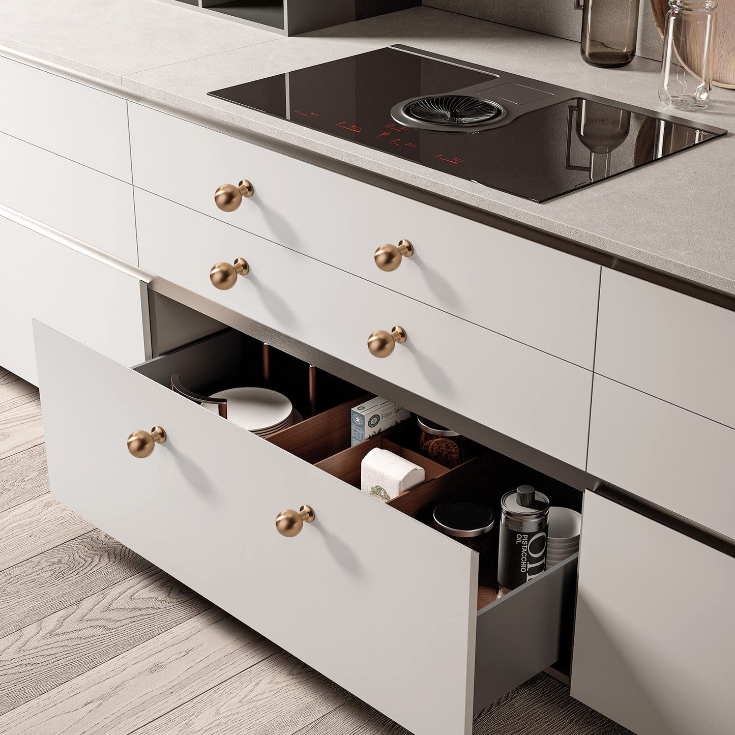 Asidrama 30 Pack Champagne Bronze Kitchen Cabinet Knobs Drawer Cabinet Hardware Zinc Knobs for Dresser Drawers