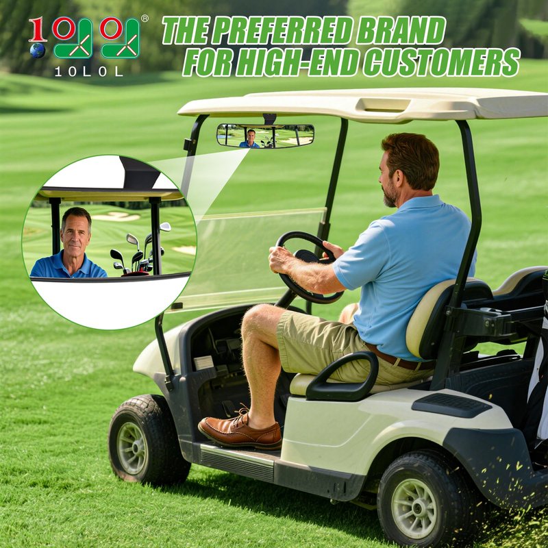 10L0L Universal Golf Cart Rear View Mirror for Yamaha EZGO Club Car, 16.5" Extra Wide Panoramic Convex Center Mirror with Rotatable Bracket