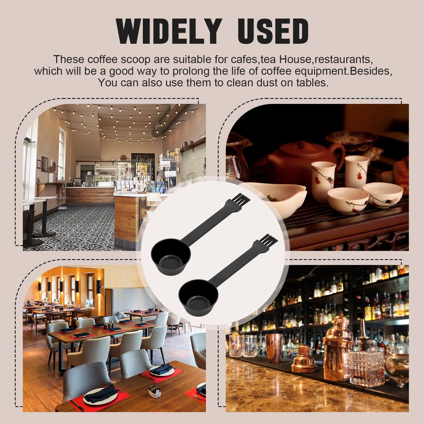 Coffee Spoon With Espresso Grinder Brush 2 in 1 Brush Compatible for Cuisinart DBM-8P1 Coffee Machine Brush for Coffee Grinder Cleaner Scooping Coffee Powder(2PCS)