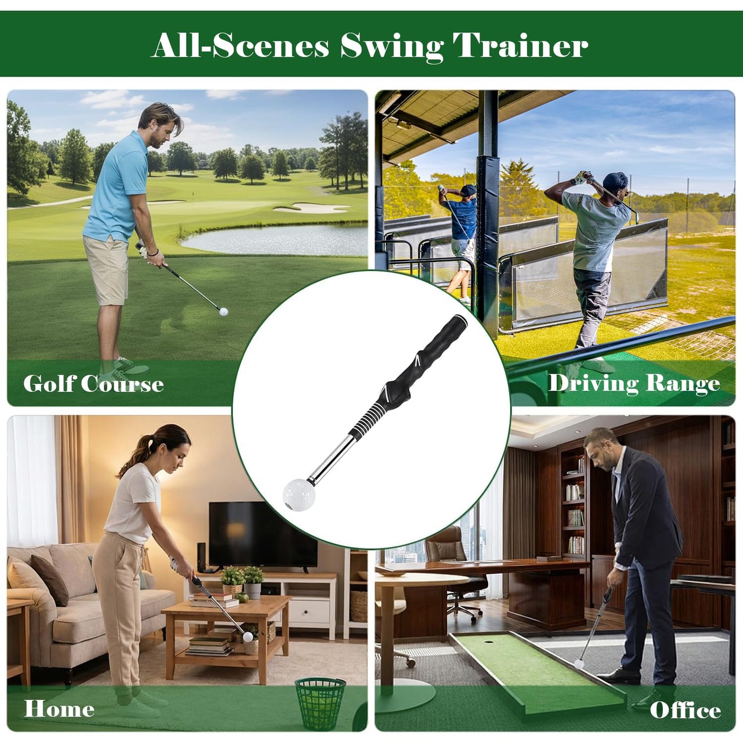 WONXISEN Golf Swing Training Aid - Retractable Grip Trainer with Click Feedback Portable & Right Handed Perfect for Beginners Indoor/Outdoor Use Golf Sure Stance Beginner