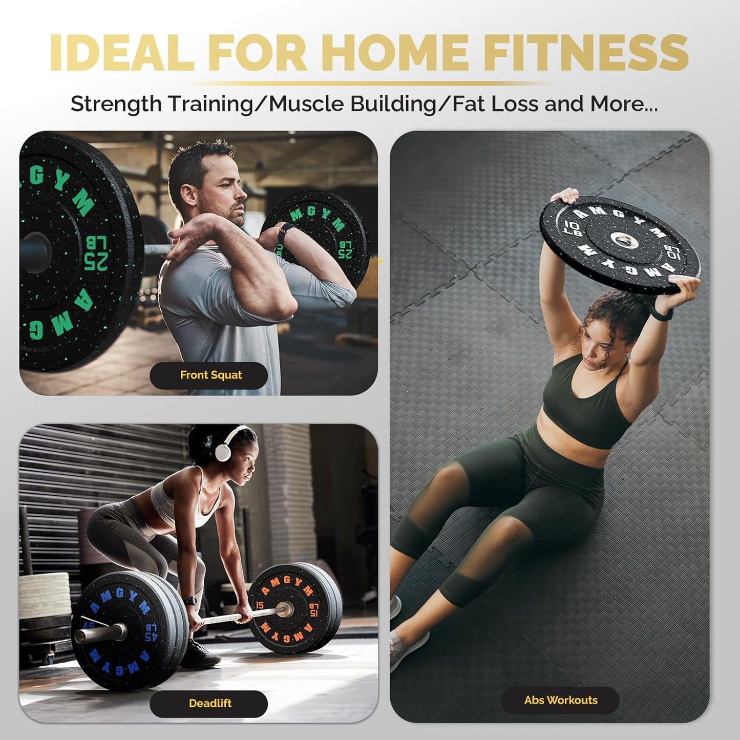 Skiennix 2-Inch Bumper Plates - Olympic Weight Plates Set for Home Gym | 10-650lbs, Multiple Colors