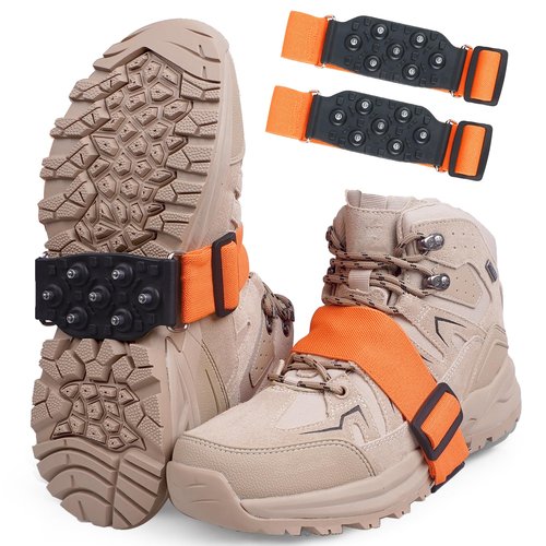 Mid-Sole Ice Cleats for Boots and Shoes Men & Women Crampons Anti Slip Ice Shoes Snow Traction Cleats -Rotatable Traction Aids for Winter Snow L/XL-2PCS