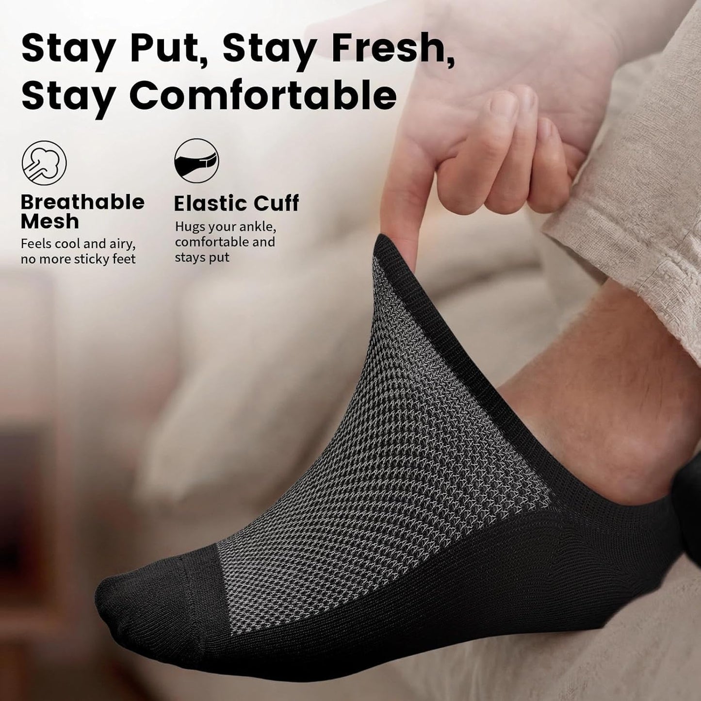 Wernies No Show Socks for Men - Low Cut Casual Cotton with Non-Slip Grips | Sizes 6-10 & 11-13