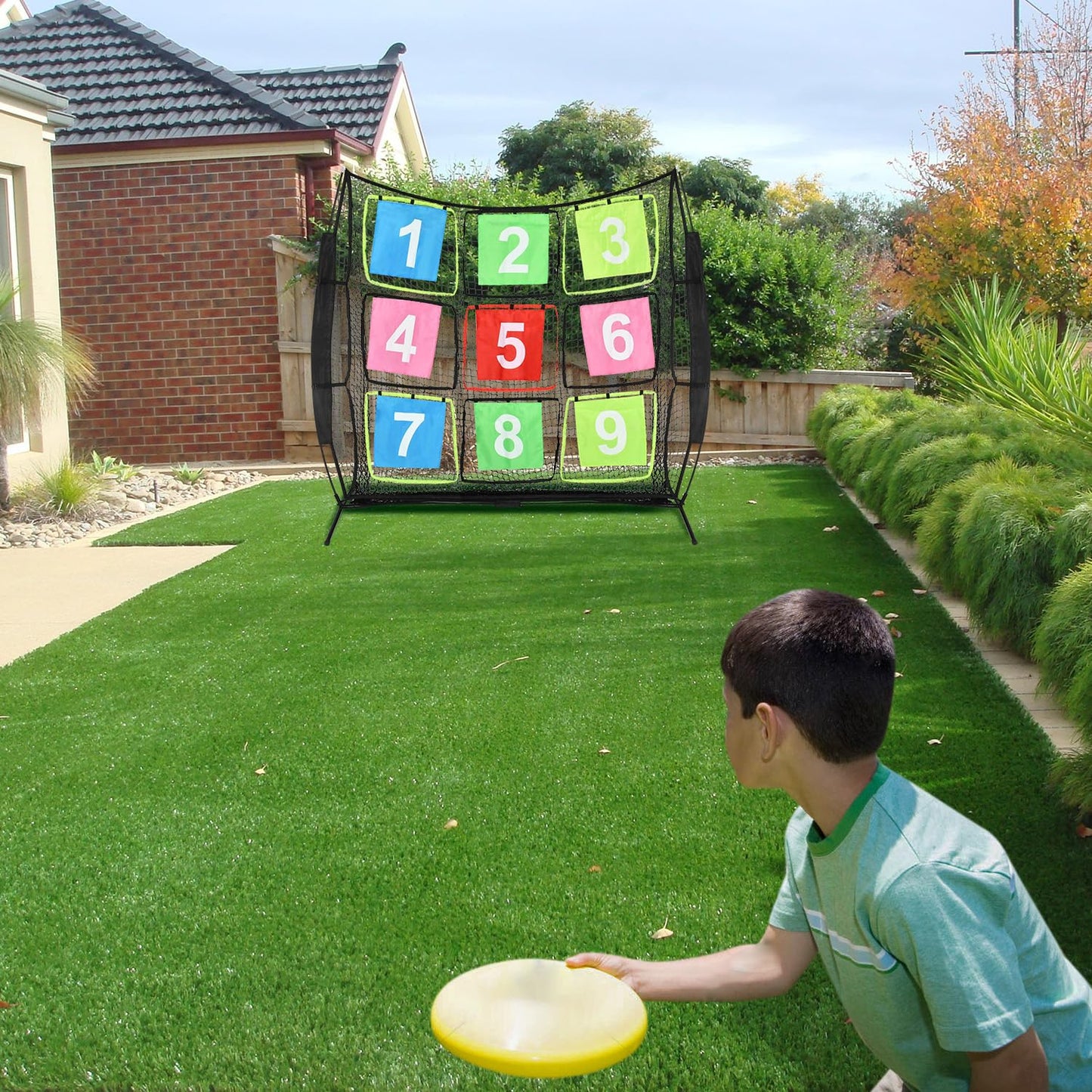 Disc Golf Net Portable Disc Training Net with 9 Target Multifunctional Practice Net Disc Golf Target Net for Backyard Indoor Outdoor Game,7ft x 7ft