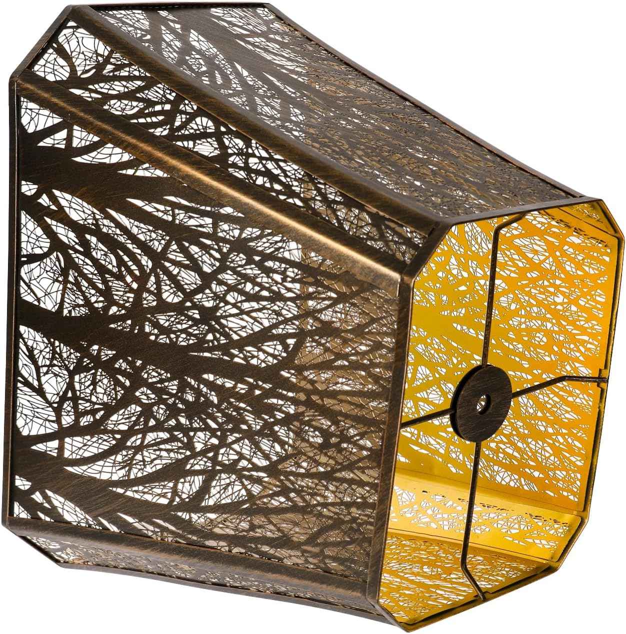 Large Etched Forest Metal Lampshade for Floor Lamp - Rectangle Shade, 11” Height