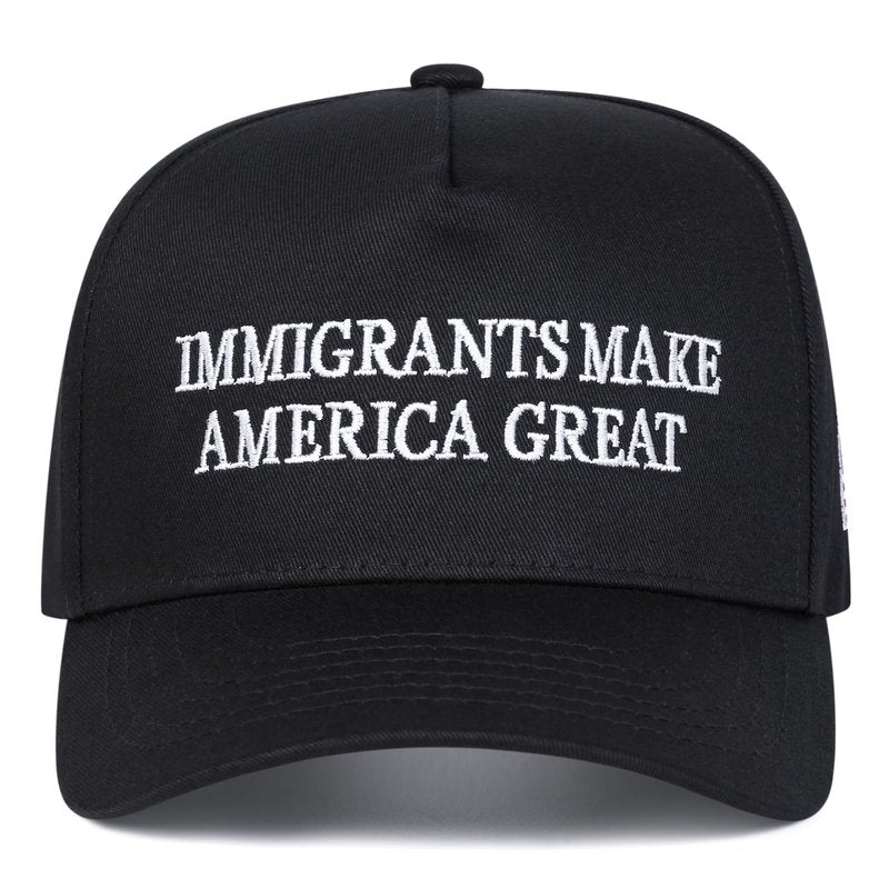 SPKTCHEN Immigrants Make America Great Embroidered Baseball Cap Adjustable Classic Mens Trucker Hat Black