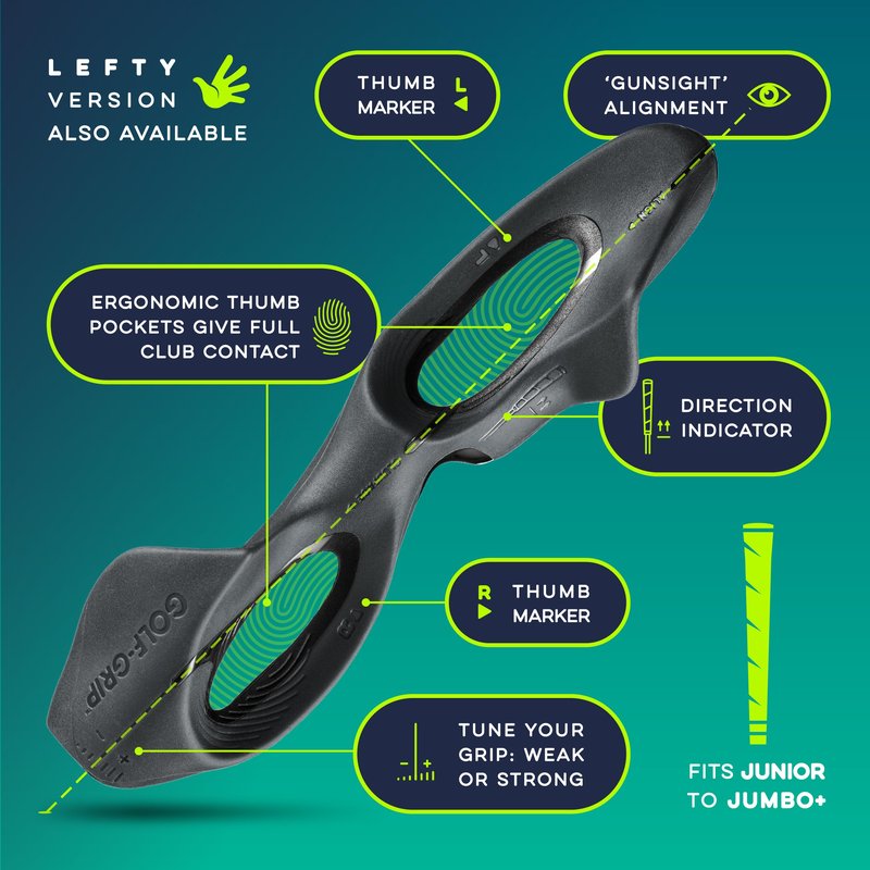 GOLF-GRIP™ Golf Grip Trainer for Left & Right-Handed Golfers – Snap-On Golf Training Aid for Proper Hand Position & Swing Technique – Hit Straighter, Longer Shots & Fix Slices or Hooks