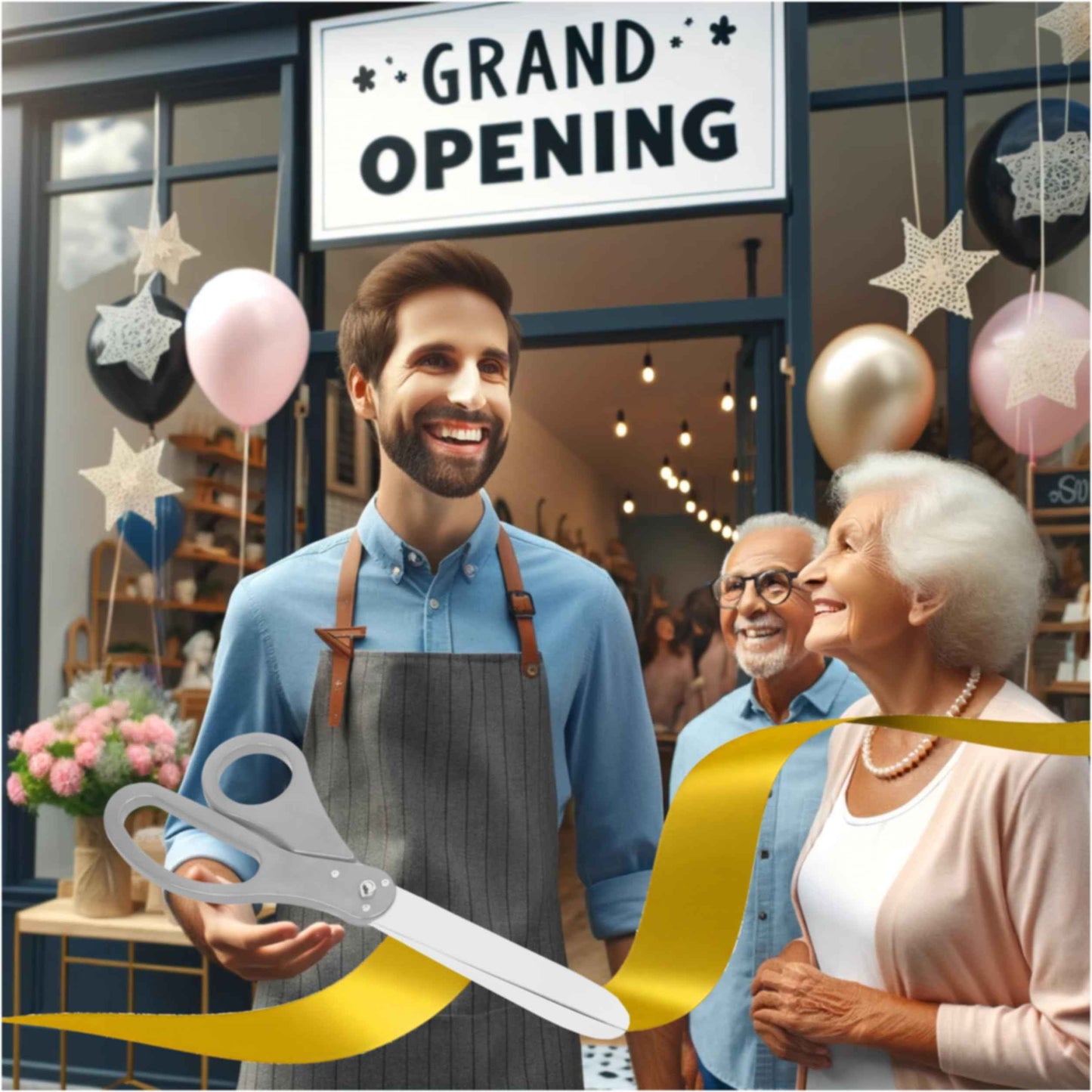 20" Giant Ribbon Cutting Scissors — Large Grey Grand Opening Ribbon Cutting Ceremony Scissors Heavy Duty Metal Construction for Grand Openings Special Events Inaugurations and Ceremonies