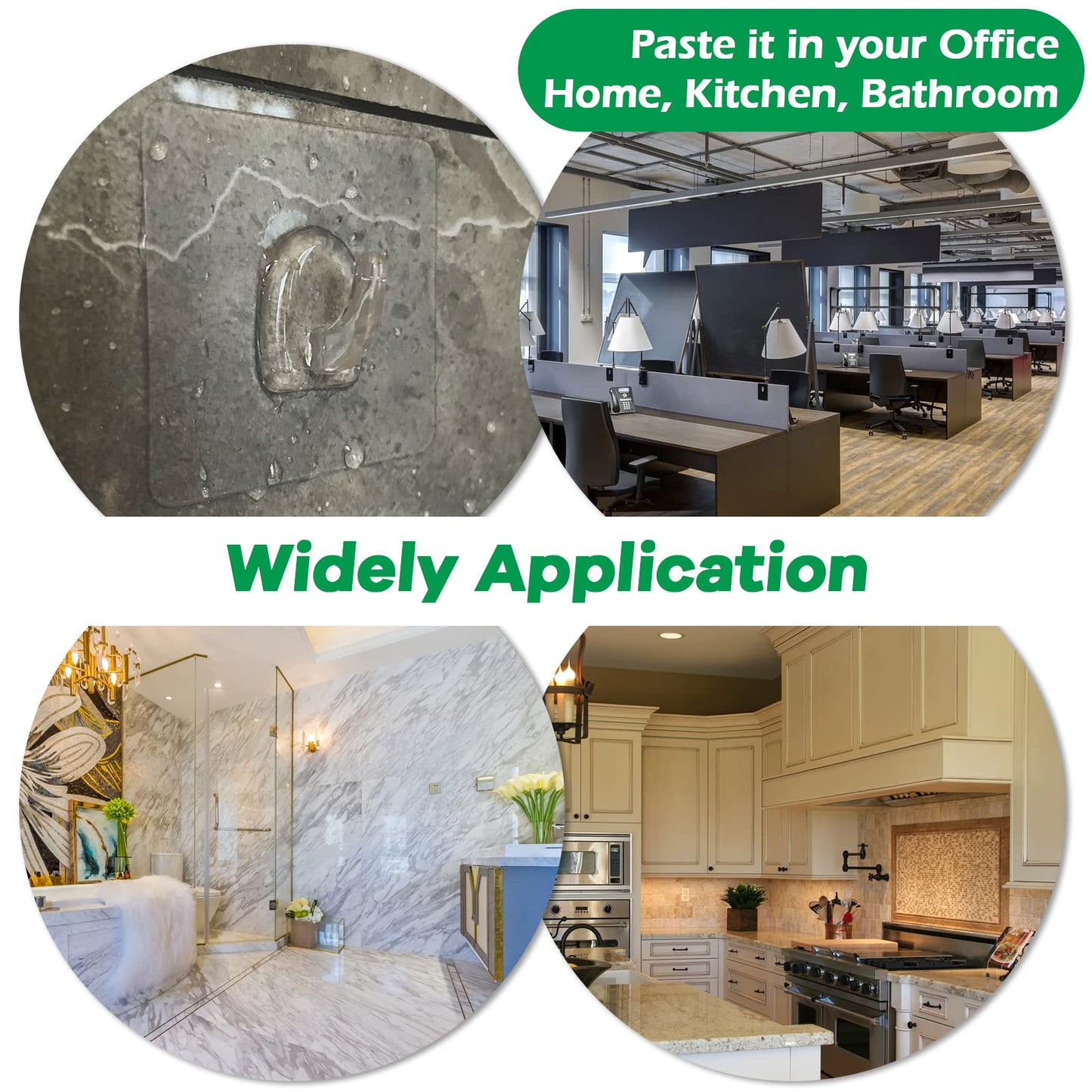 PEYZCNOK Adhesive Hooks, Heavy Duty Utility Hooks 20 lb(Max) Waterproof and Oilproof Removable, Clear Seamless Hooks Reusable Wall Hook for Kitchen Bathroom Bedroom Office - 10 Pack