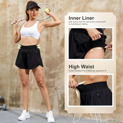 CE' CERDR Women's High Waisted Athletic Running Shorts - Comfortable Workout Shorts with Pockets
