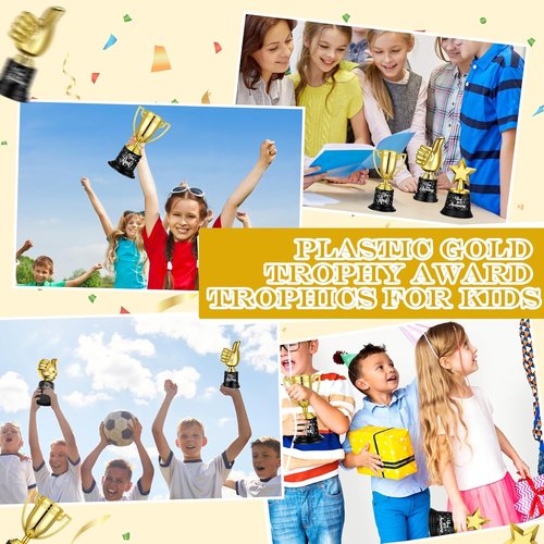 Lenwen Gold Trophy Awards - 36 Pack Mini Thumbs Up Cups for Classroom & Sports | Perfect Back to School Gifts