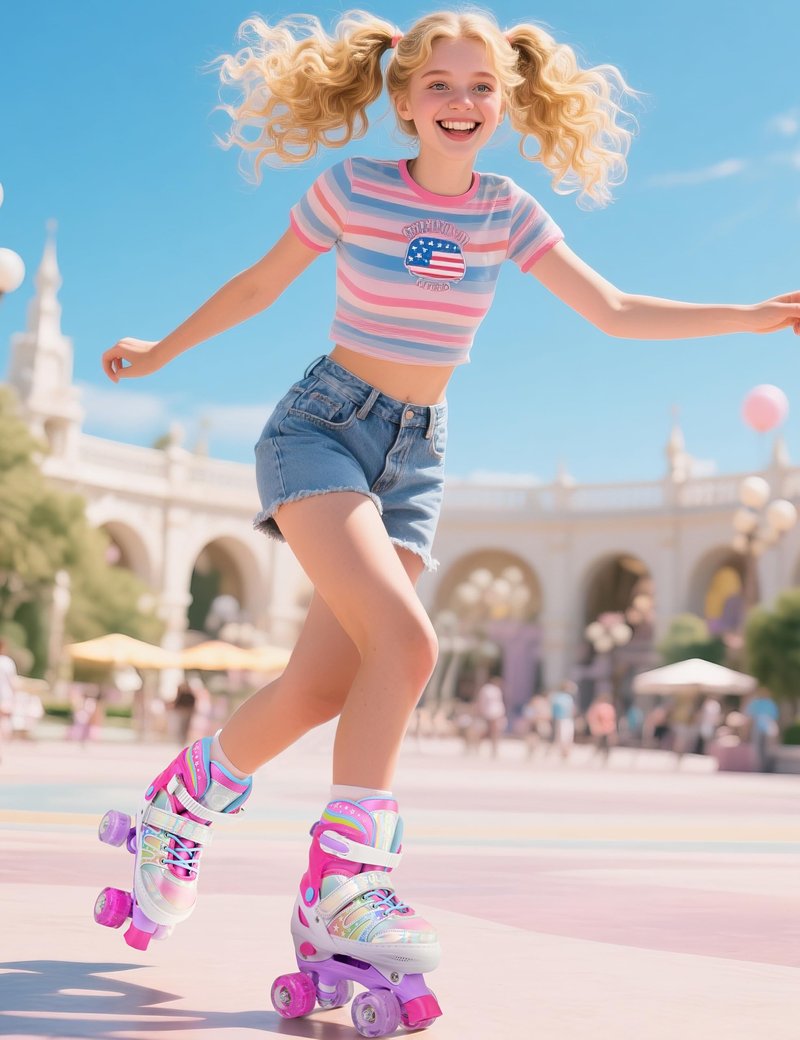 SULIFEEL Rainbow Tie-Dye Adjustable Roller Skates for Girls Kids Ages 3-5 5-8 6-12 Pink Purple Light Up Skate with Fluffy Pom Poms Triple Protection for Indoor Outdoor Skating