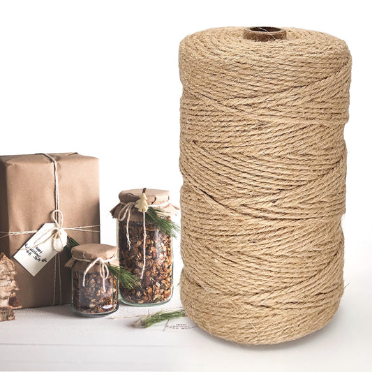 Twine String, 3mm 820FT Jute Rope for Handmade Arts Crafts Gift Wrapping, Burlap String for Gardening Climbing Plant, Hemp Cord for Halloween Christmas Wedding Decoration