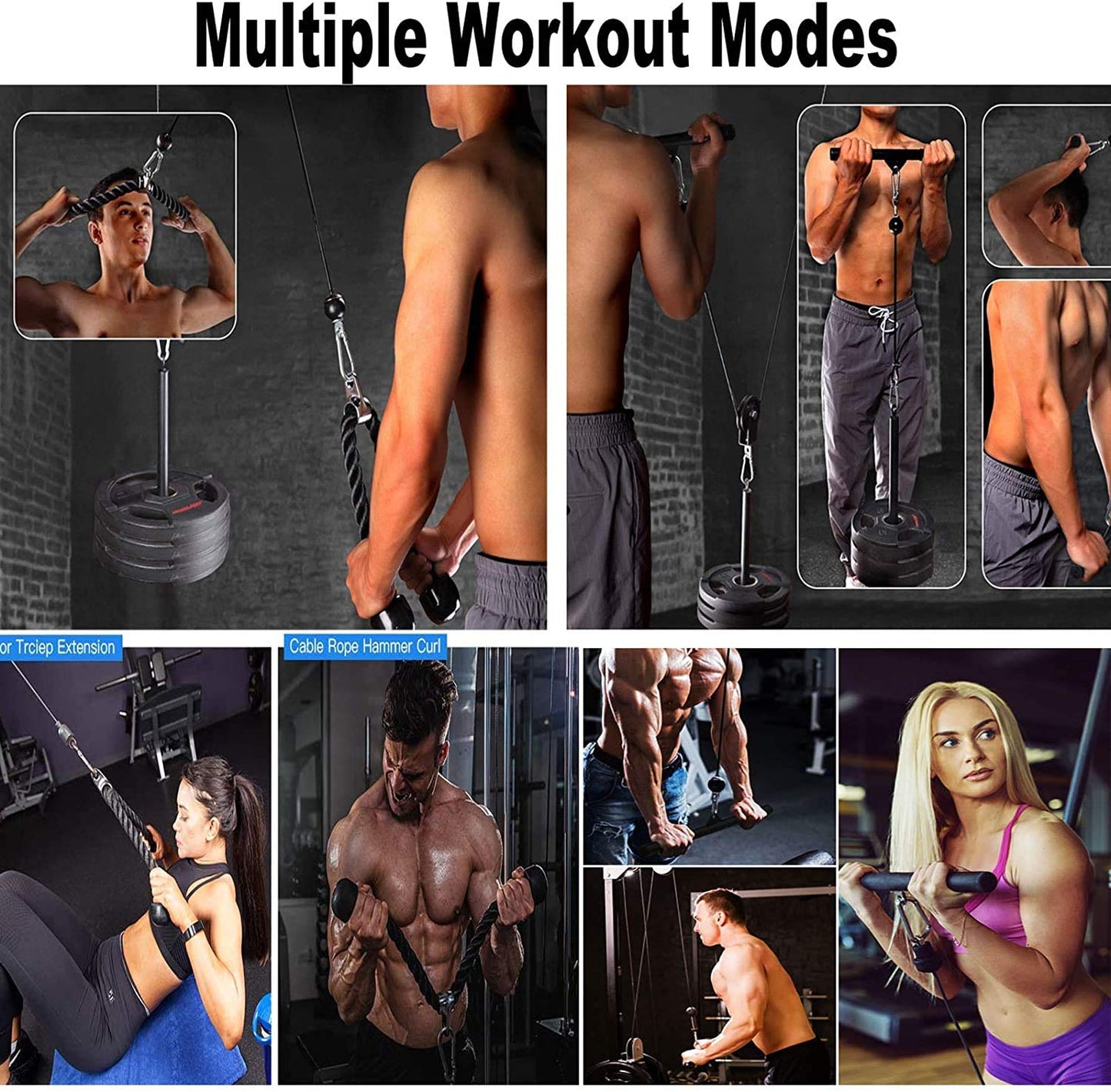 Monfasye Mtgluk Cable Pulley System Upgraded DIY LAT and Lift Weight Pulley Machine Attachment Home Gym Forearm Wrist Roller for Triceps Pull Downs Biceps Curl Forearm Shoulder (Cable 100''+ Sleeve)