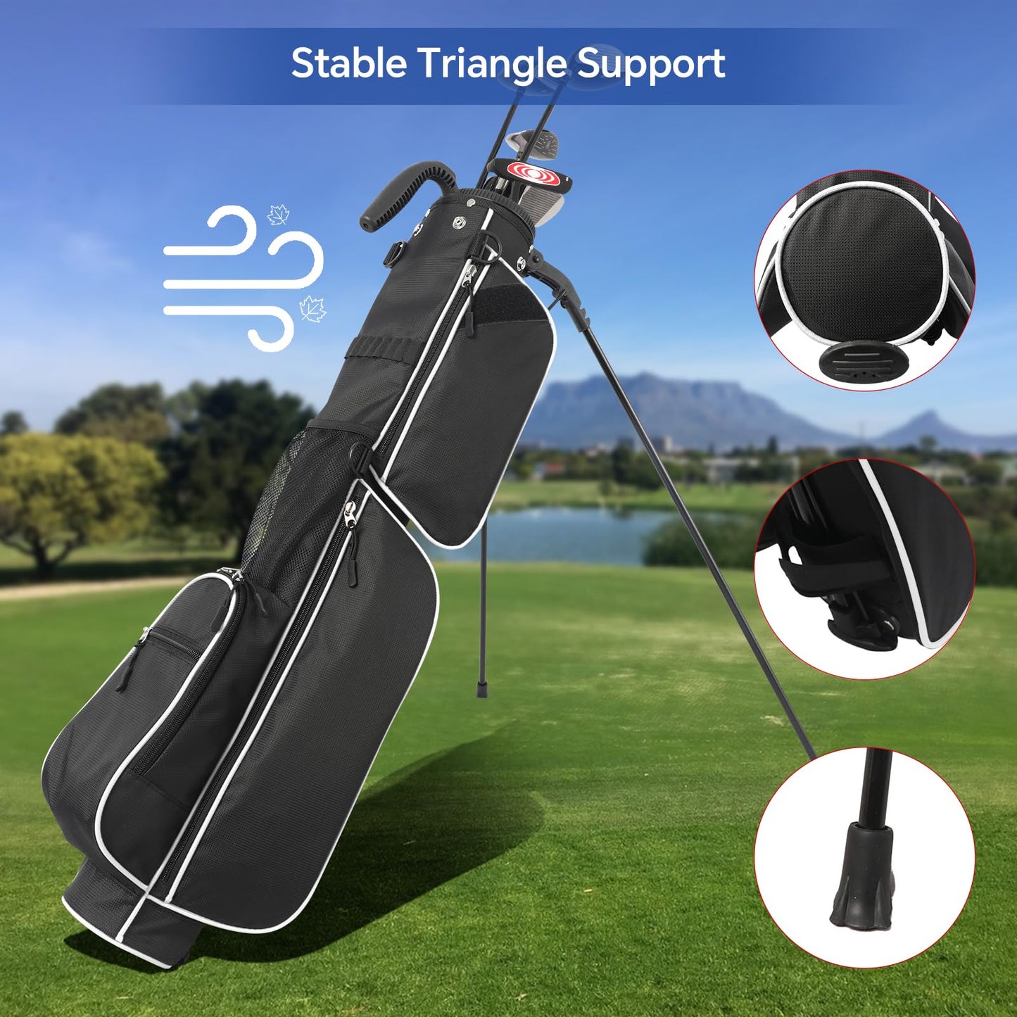 Golf Bag Lightweight Carry Bag, Dual Strap Golf Stand Bag with 6 Pockets, Lightweight Small Golf Bag for a Few Clubs and Rain Cover Hood