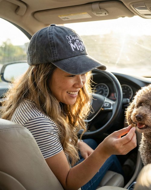 InnoBeta Poodle Gifts Cap for Women - Adjustable Vintage Washed Cotton Embroidered Hat - Dog Mom Pet Lover Gift - Grey