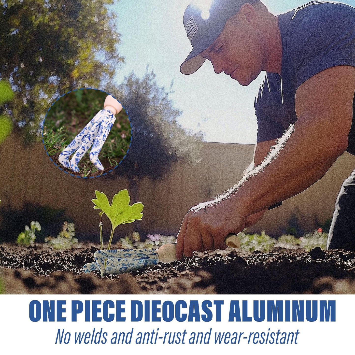 Aimerla Gardening Tool Set of 5 Heavy Duty Aluminum Garden Tools with Non-Slip Rubber Grip, Fashion Garden Bag, Durable Hand Tools for Gardener, Weeding, Gardening Gifts for Women,Men - Floral