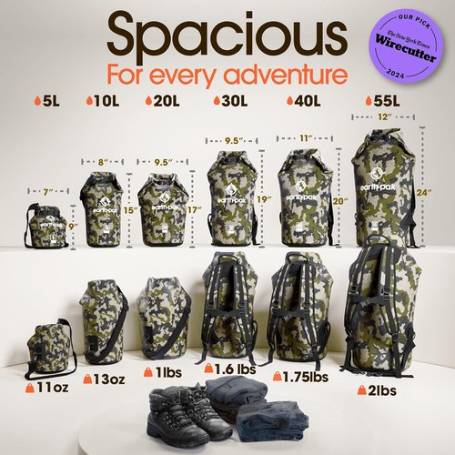 Earth Pak Waterproof Dry Bag - Roll Top Design Keeps Gear Dry | Includes Waterproof Phone Case
