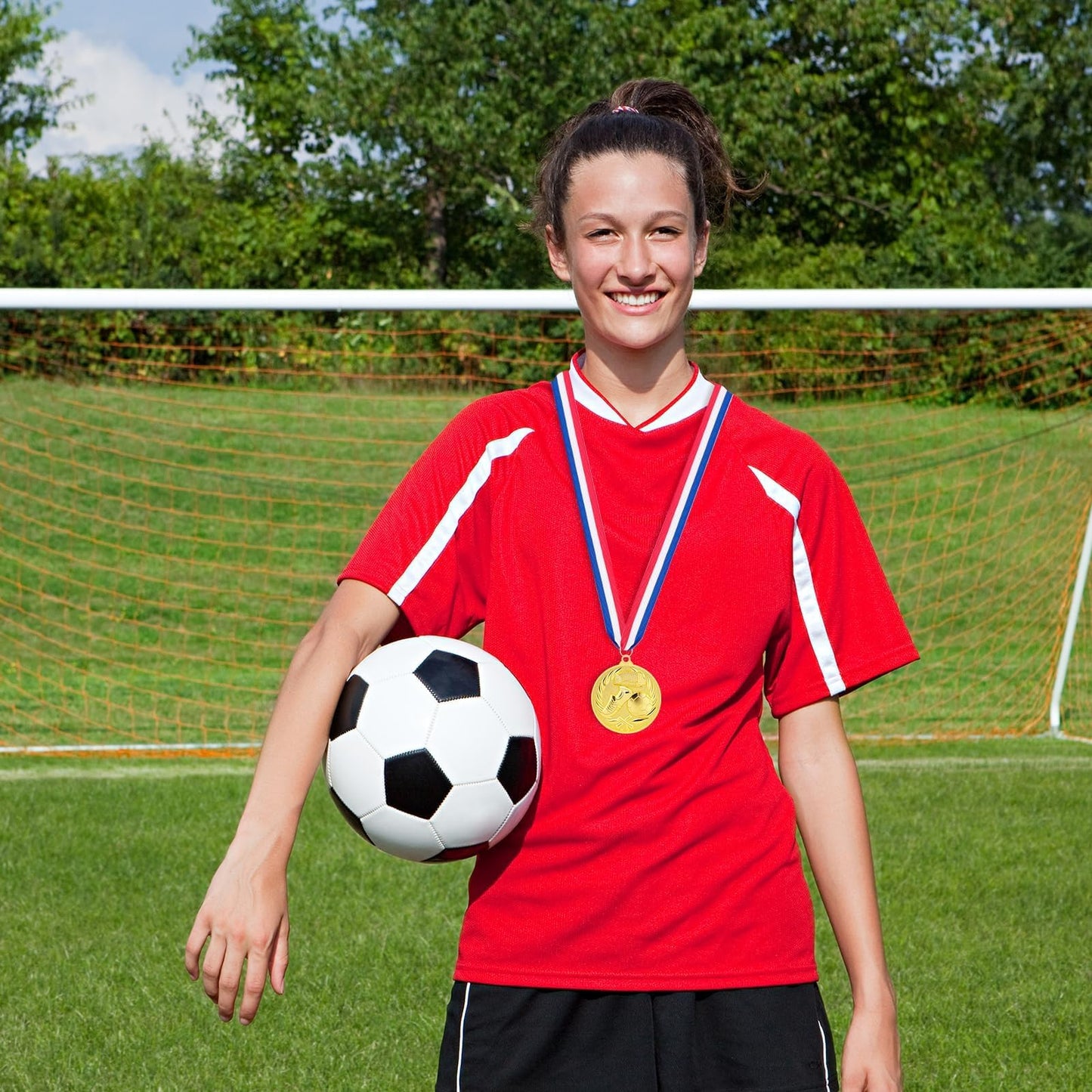 SOKOSEY 12 Packs Soccer Medals, 2 Inches Metal Gold Award Medals for Sports Soccer Games and Prizes Awards Party Favors