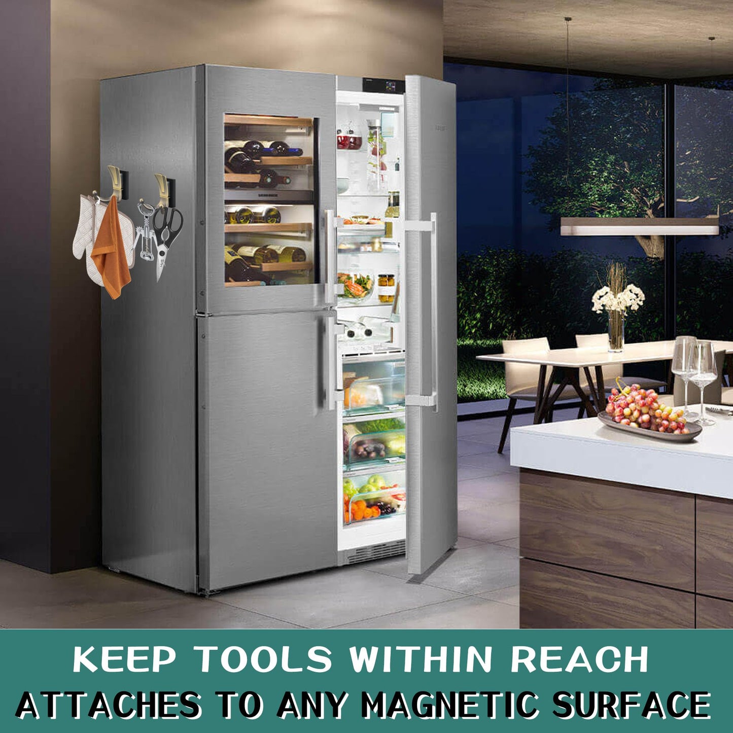 ULIBERMAGNET Magnetic Coat Hooks,Retro Heavy Duty Magnet Double Hooks for Metal Door,Cruise, Grill, Fridge, Kitchen, RVS,Coat Hanger Rack Decorative for for Towel,Coat,Bag,Umbrella