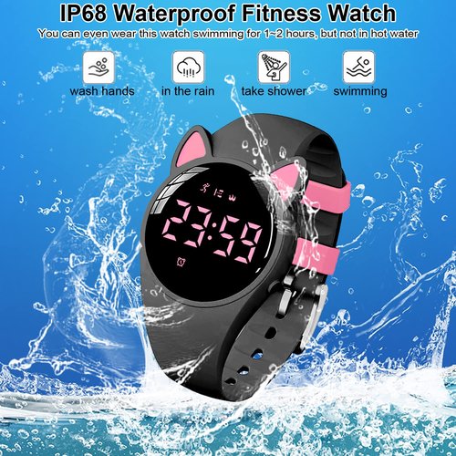 HUYVMAY Kids Fitness Tracker Pedometer Watch Without App, IP68 Waterproof Digital Sports Watch with Alarm Clock Timer Distance/Calorie/Step Counter for Boys Girls Kids Aged 5 and Up