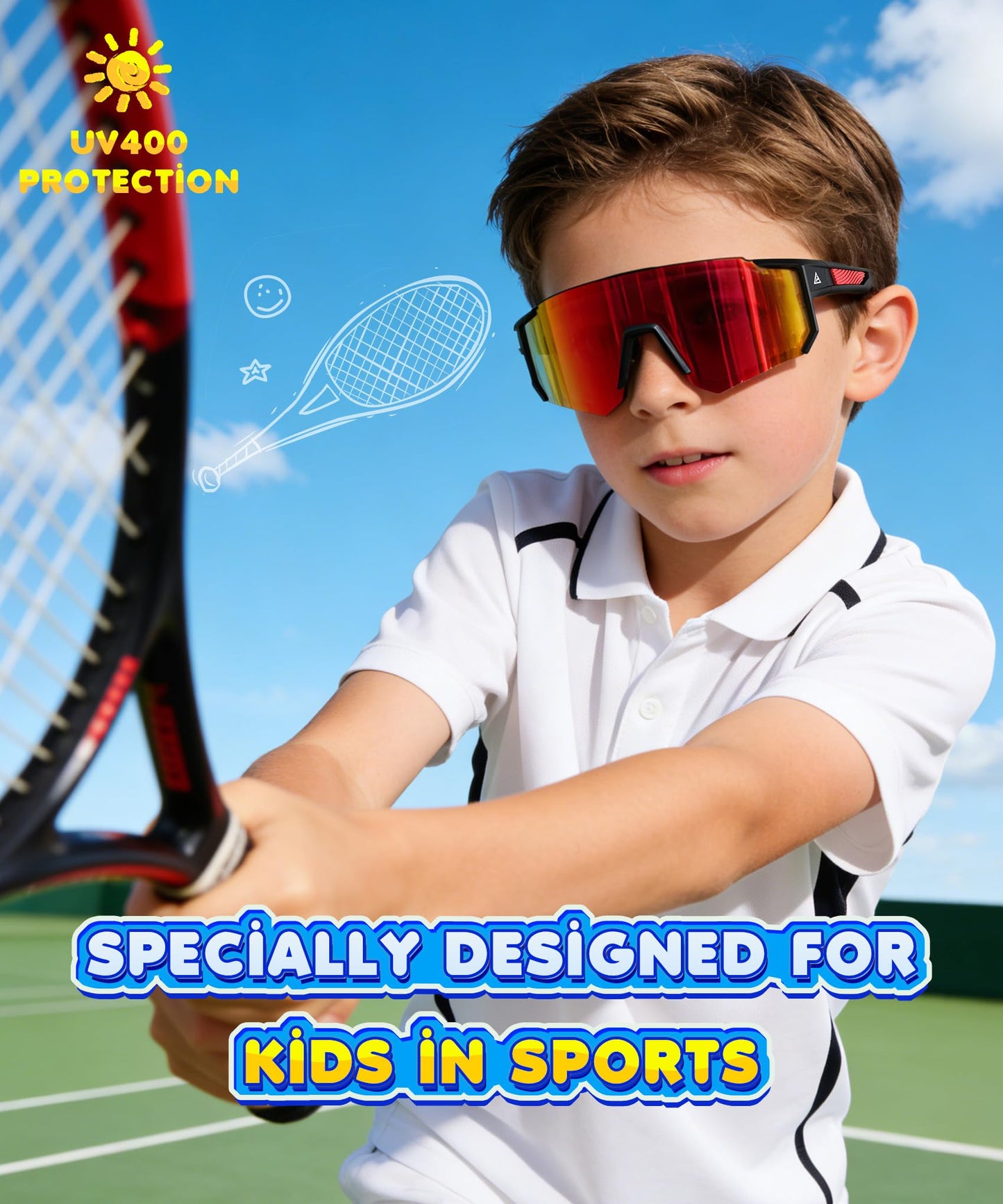 KALIYADI Kids-Sunglasses Toddler-Sunglasses Boys-Girls Youth-Sport-Sun-Glasses: Baseball Running UV400 Protection Age 6-14