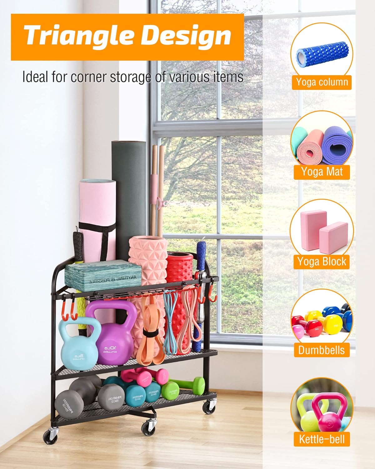 PLKOW Dumbbell Weight Rack - Home Gym Storage Solution for Dumbbells & Yoga Mats | Durable Design