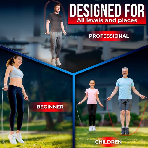 BARACUS Jump rope for women, men, kids | gym accessories for women | at home workout equipment | pesas para ejercicios en casa – Professional Speed Rope with Knurled Aluminum Handles & Hard Case