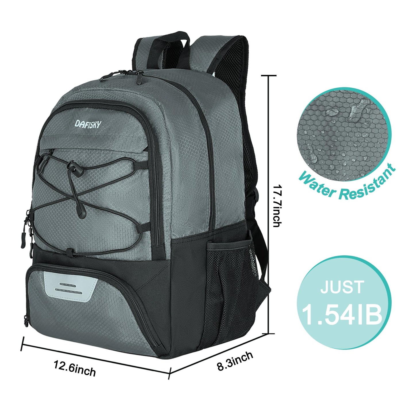 DAFISKY Youth Soccer Backpack Basketball Bag,Ball Compartment&Breathable Separate Cleat Water-Resistant Lightweight Durable Ergonomic Comfort Sports Equipment for Volleyball Football Rugby Training