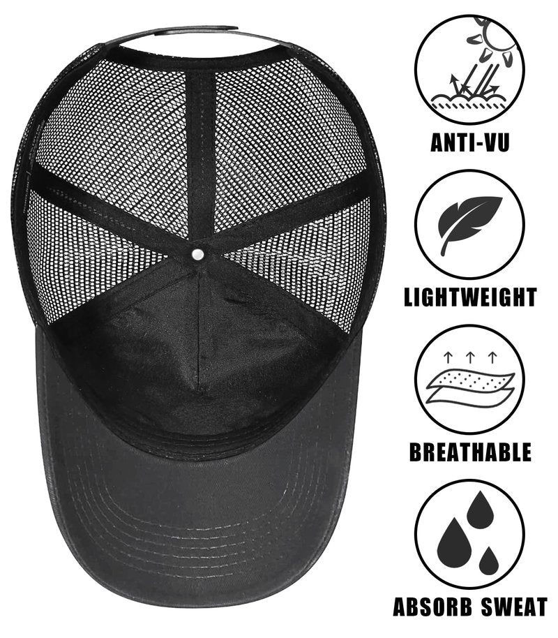spxkd American Flag Trucker Hat,USA Hat for Men Women Snapback Baseball Cap Adjustable Breathable Mesh Side Durable Hats Outdoor (US, Alpha, Medium, 2 Pcs Black and Dark Grey)