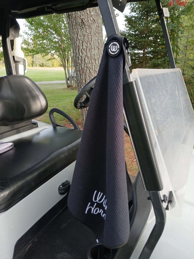Wild Horses Magnetic Golf Towel 18x18 Microfiber Waffle Weave Style with Golf Towel Magnet & Clip - Quick Dry Magnetic Towel for Men and Women - Black