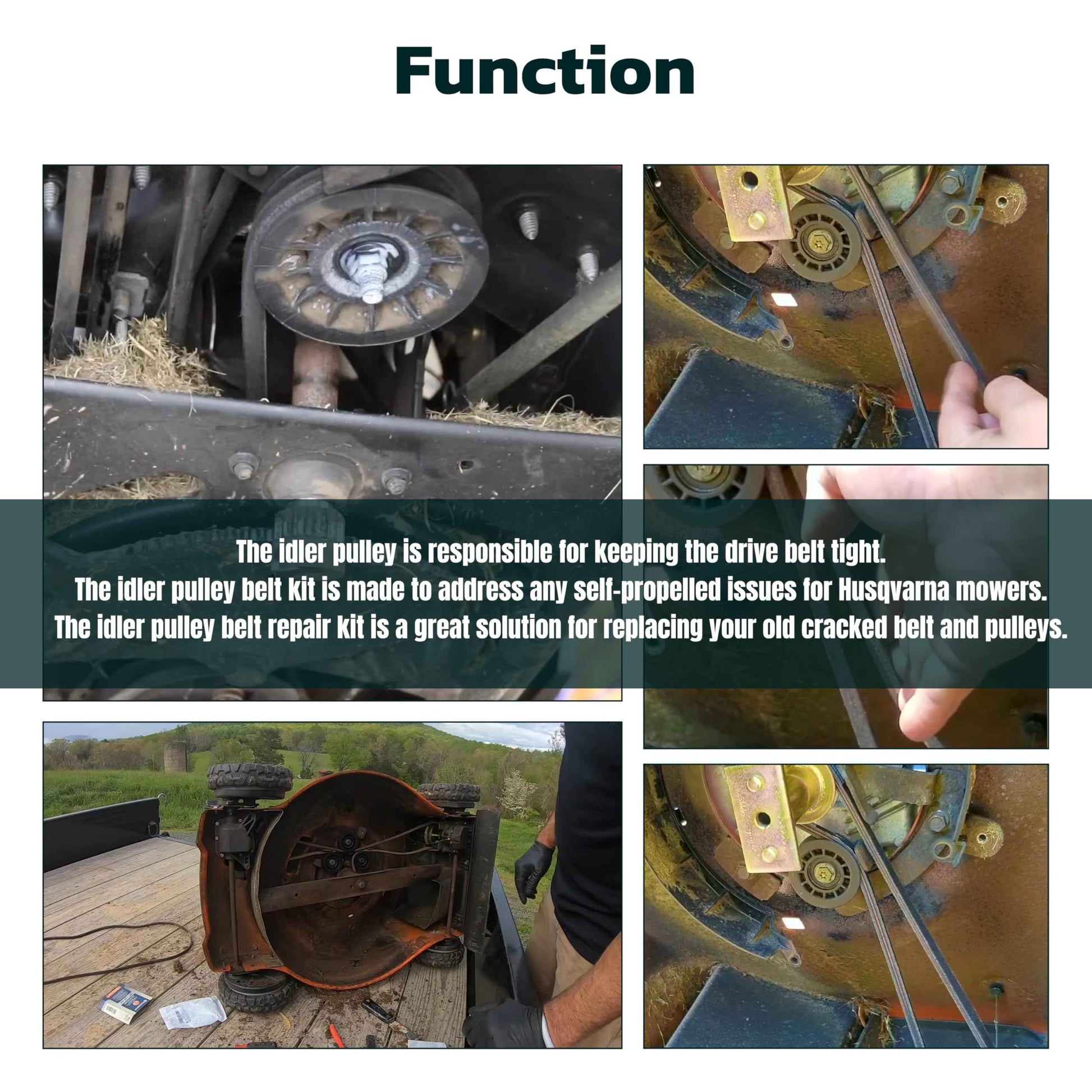 unrulysoul Idler Pulley Belt Repair Kit Replaces 587973001 587969201 580364609, fits for Husqvarna LC221A LC221AH Walk-Behind Lawn Mowers, for Husqvarna 22" AWD HU675AWD HU725AWD Mowers