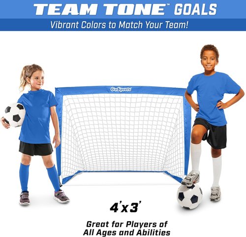 GoSports Portable Soccer Goals for Kids - 4 x 3 ft | Set of 2 Pop-Up Nets in 13 Colors