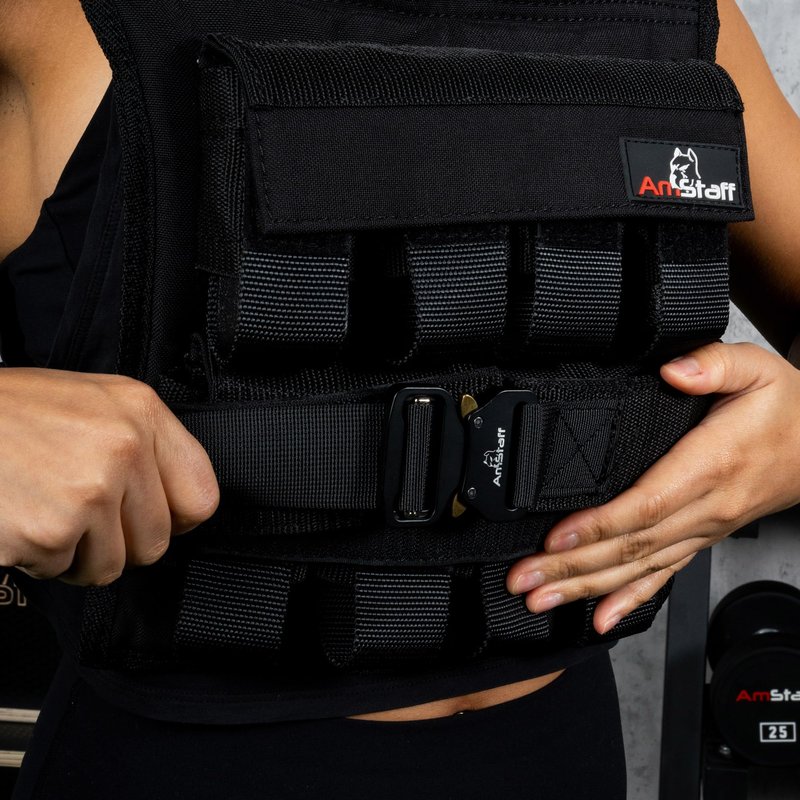 Amstaff Adjustable Weighted Vest with Iron Blocks - Weight Vests for Men & Women - Versatile Wearable Weighted Vest for Fitness Workouts, Strength and Endurance Training, Running, Crossfit (36 lbs)