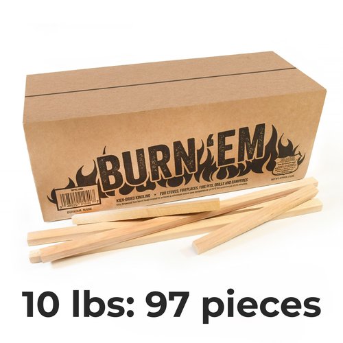 Burn’Em Fire Starter Kindling, Kiln Dried, Perfect for Fire Pit, Indoor & Outdoor Fireplace, Grills, Smokers, Pizza Ovens, Ideal for Breeo, Solo Stove, Ooni & Others - 10 lb Box
