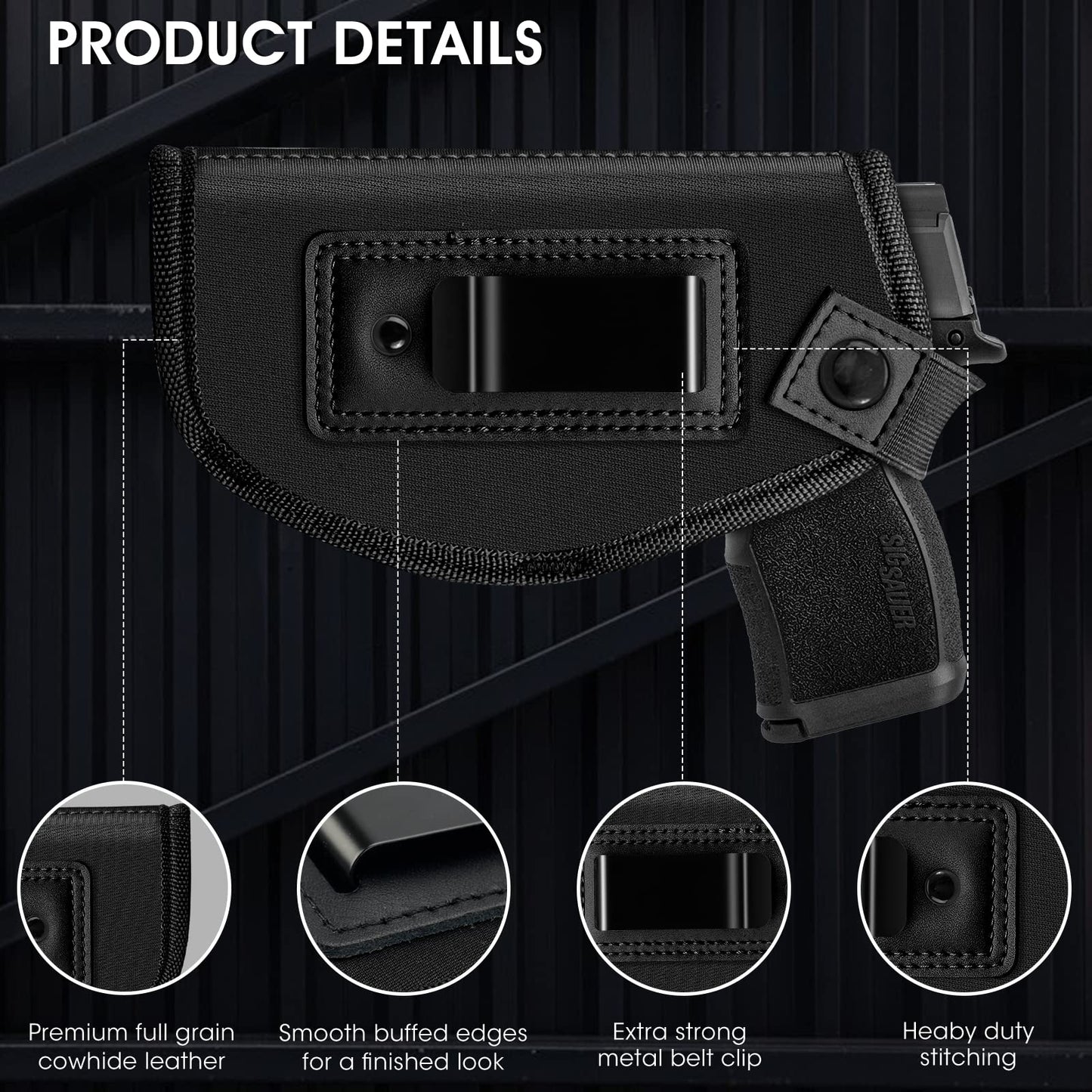 ZZY IWB Concealed Carry Holster, Universal Gun Holster, Right & Left Hand
