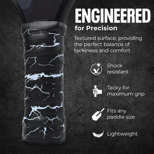 DH Mythic Replacement Grip for Pickleball & Tennis | Anti-Slip, Ultra-Durable, Sweat-Resistant Wrap (Lightning, Black)