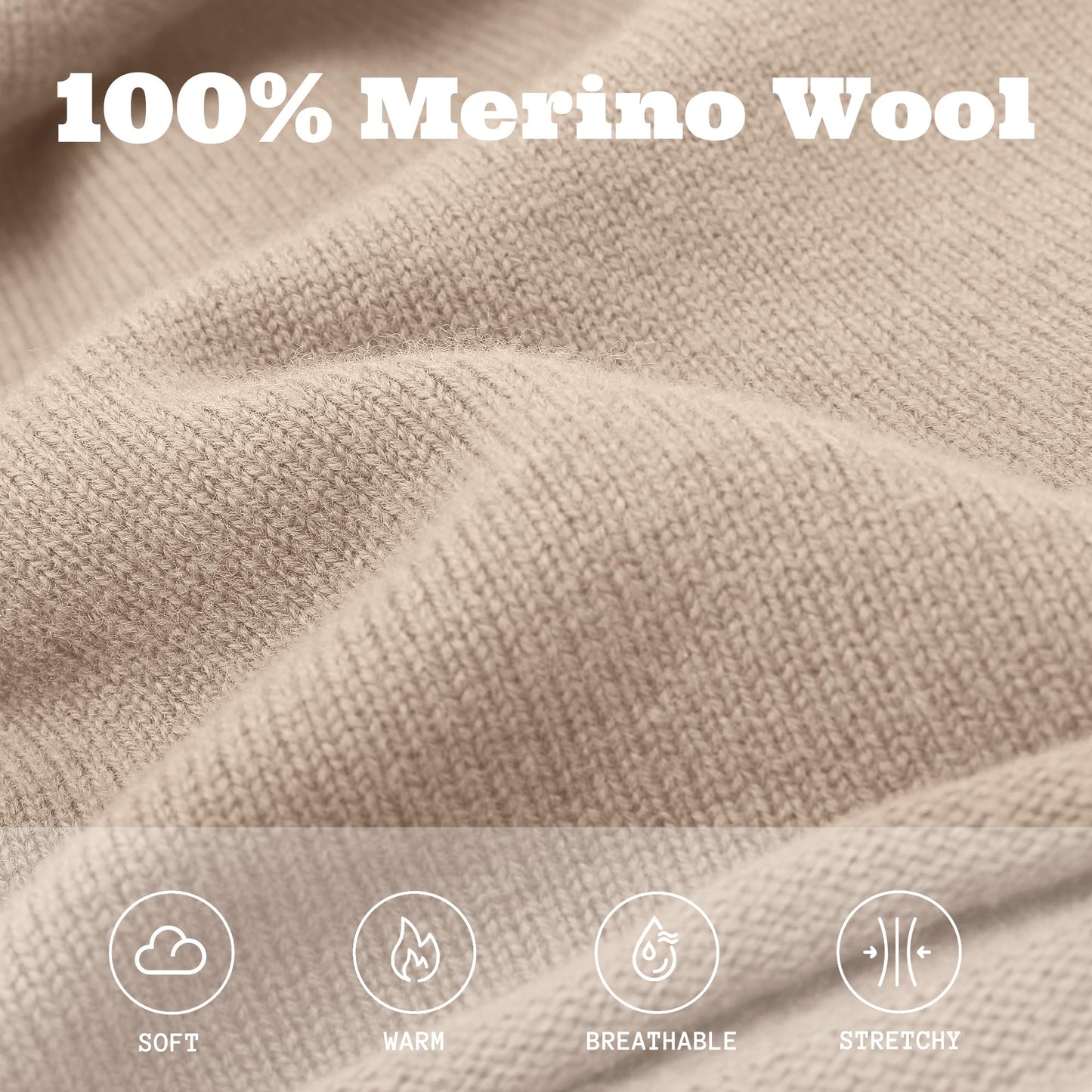 ACUSHLA 100% Merino Wool Slouchy Beanie for Women & Men Knit Winter Hat Unisex Warm Skull Cap for Cold Weather, Light Beige