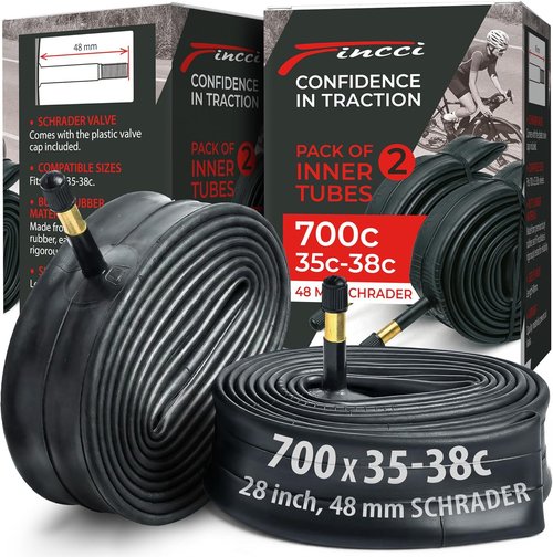 Fincci Pack Inner Tubes - 700c x 35c/38c with 48mm Schrader-Presta Valve | Durable Butyl Rubber for Gravel, Road & Hybrid Bikes