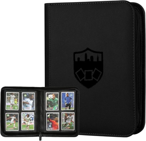 GERMUN Trading Card Binder - Premium 4 Pocket Holder for 160 Cards | Double-Sided Album in Black