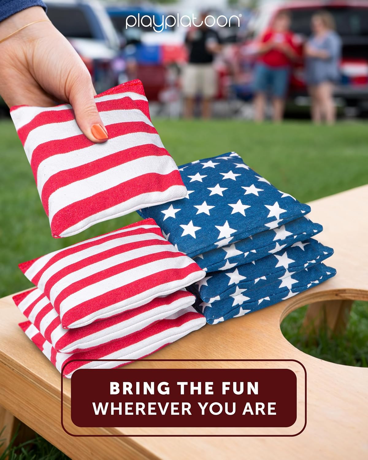 Play Platoon Cornhole Bags - Weather Resistant Set of 8 Regulation Bean Bags | Official Size & Weight